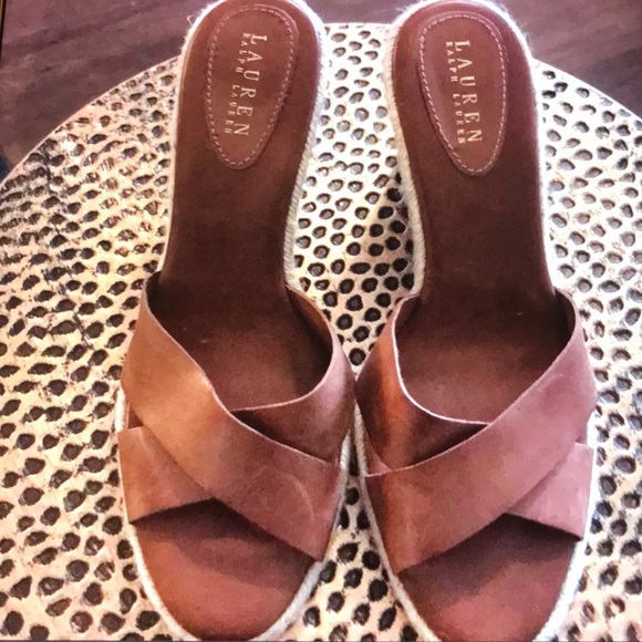 Ralph Lauren Shoes - Ralph Lauren Leather Wedge Sandals Size 9